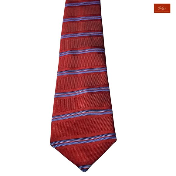 Club Room Red/Light Blue 100% Silk Tie 50" Long 3" Wide(ID153) - Picture 3 of 5